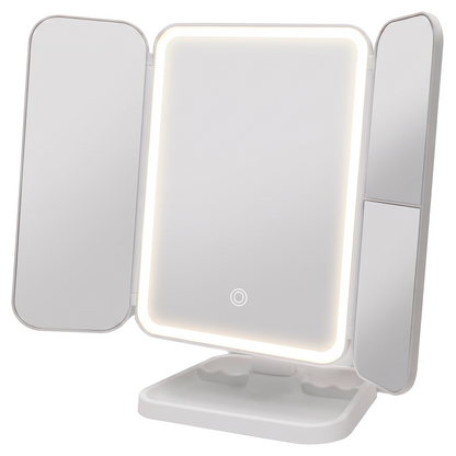 Espejo de maquillaje plegable con luz LED