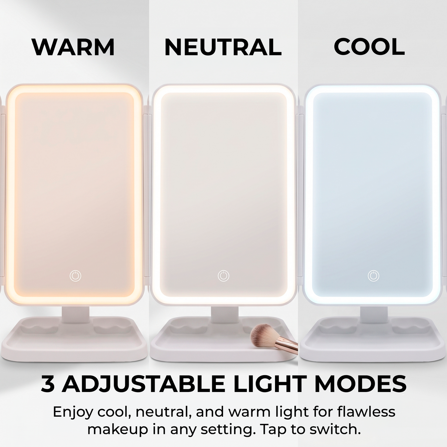 Espejo de maquillaje plegable con luz LED